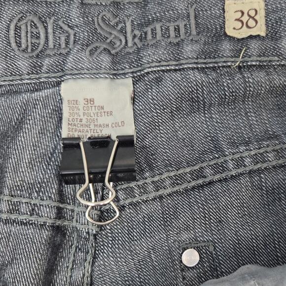 Old Skool Mens 38 Silver PolyCotton Factory Whiskered Multi Pocket Denim Jeans - Picture 4 of 4